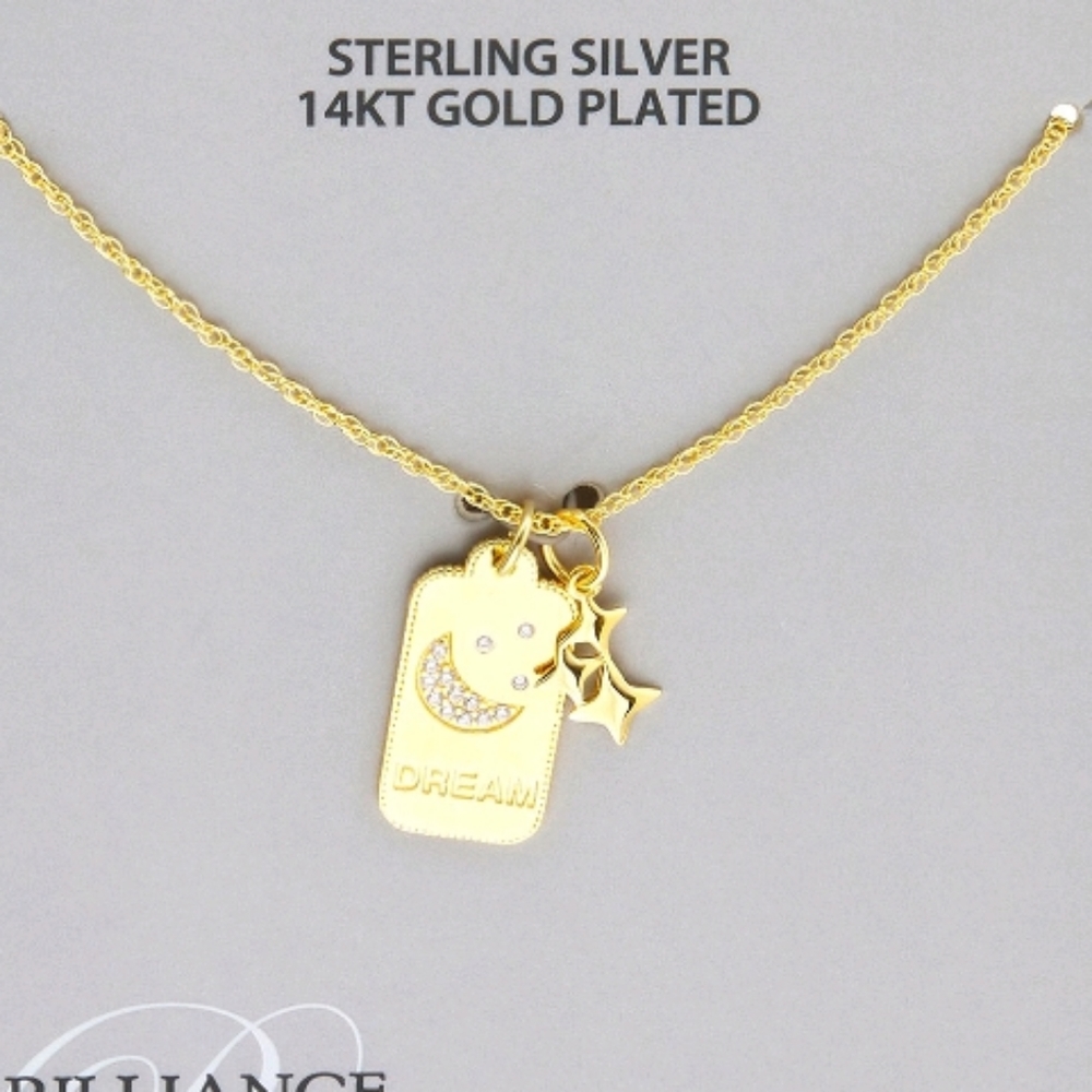 💲14KT Gold Plated Sterling Silver Necklace MoonStar